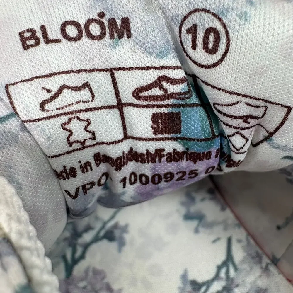 COUGAR BLOOM Leather Tennis Shoe Sneakers Sz 10 Floral Cherry Blossoms White
